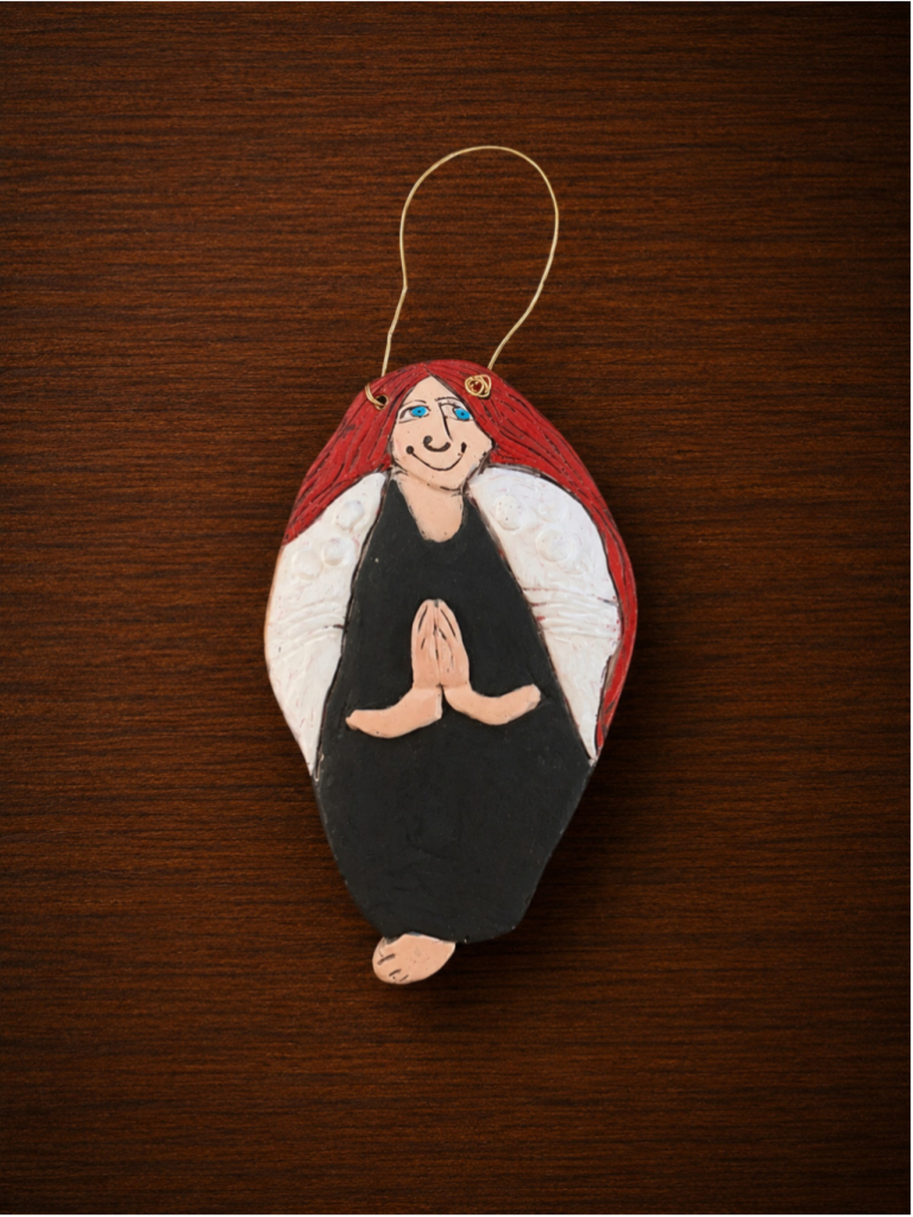 Unbranded Ceramic Angel Ornament One Size Black Red